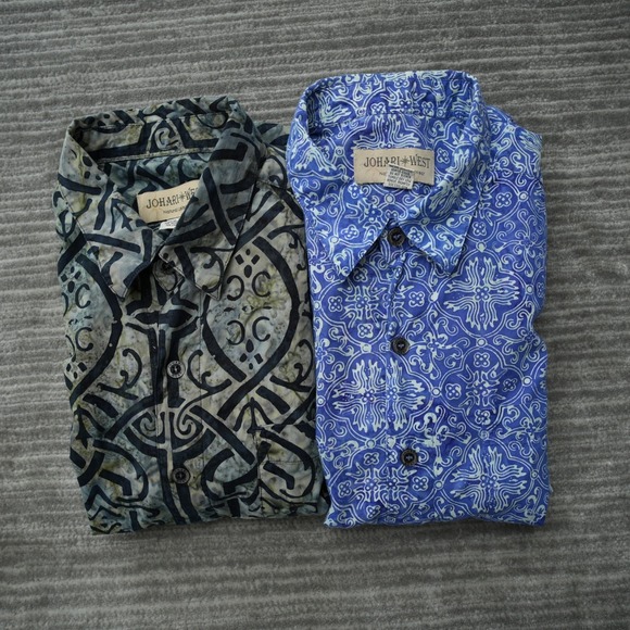 Johari West Other - Johari West Shirt Men Blue Green Casual Button Up Short Sleeve Lot Of 2 3XLT